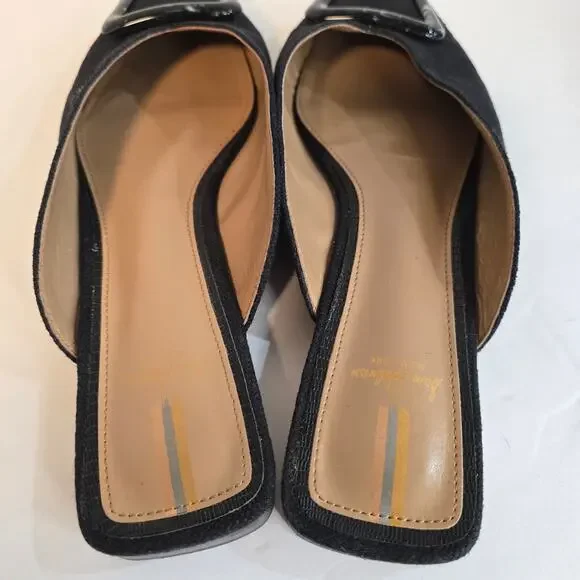 SAM EDELMAN LAVINA MULE LINEN BUCKLE FLATS, SIZE 9 - Picture 5 of 7